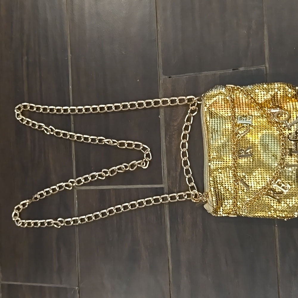True Religion Gold Mesh Convertible Belt/Crossbody Bag NWOT - Picture 3 of 9